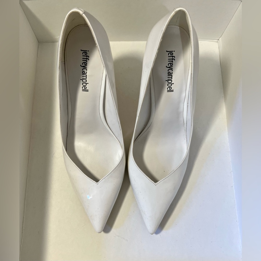 Jeffrey Campbell white patent leather heels size 8.5
